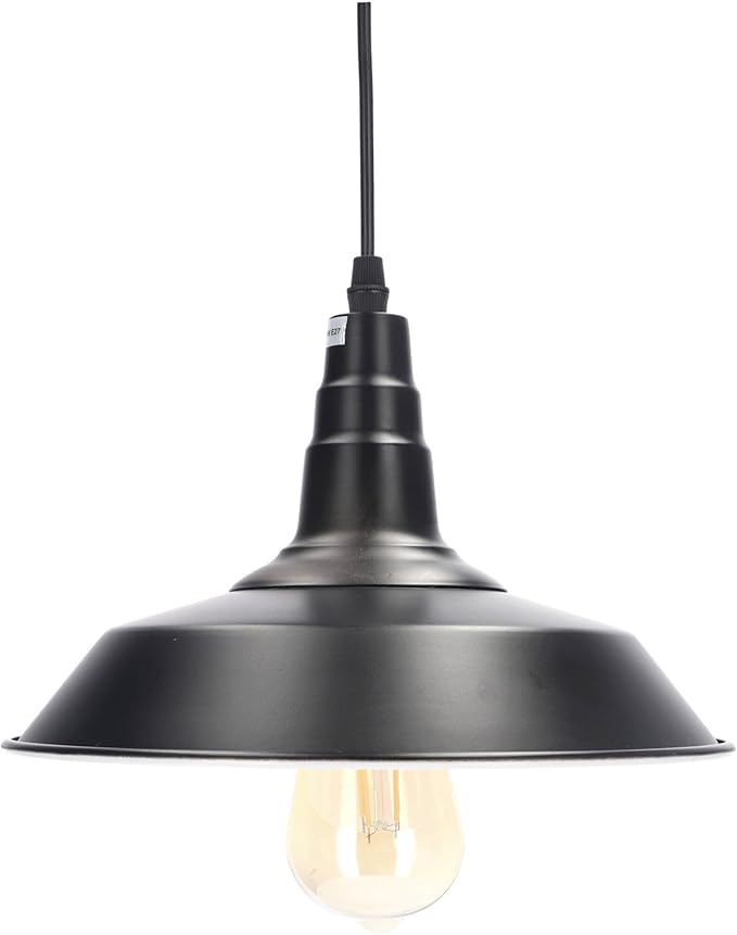 EDO EDO, Vintage Hanglamp TENE 1-lichts, Zwart Hangende Lampen, Retro Zwart Lampenkap, moderne industriële hanglampen, vintagehanglamp E27-fitting, plafondlamp voor keuken, woonkamer, zwart, EDO777175 photo 2