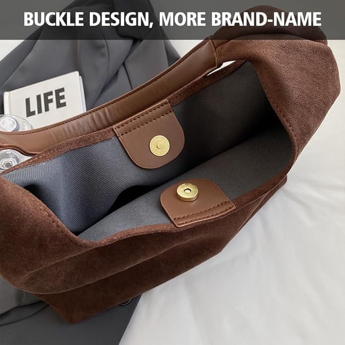 Brown Suede Bag Purses for Women Suede Purse Shoulder Bag Suede Tote Bag Brown Purse Perfect Valentine‘s Day Gift - Image 5
