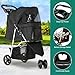 YITAHOME 15 kg Faltbarer Hundewagen, Katzenbuggy mit 3 Rädern, Netzfenstern, Getränkehalter und Bremsen, geeignet für Haustiere unter mittlerer Größe Schwarz