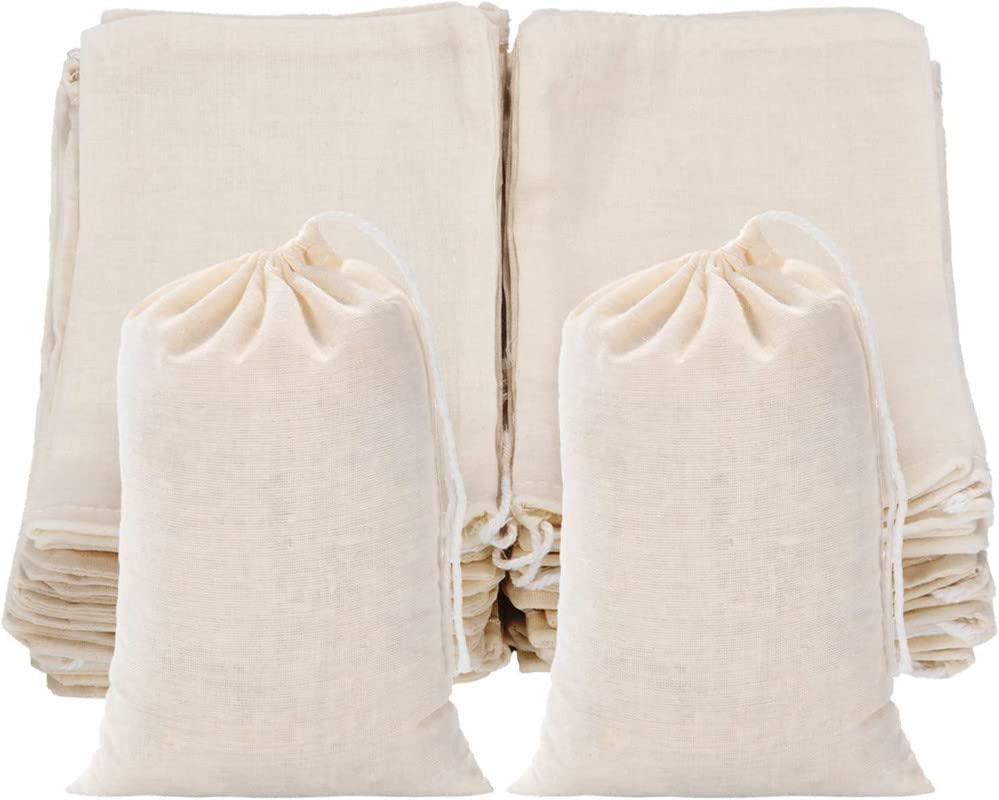 Herbal Wonder100 Pcs – (4 x 6 Inch) Muslin Bags Cotton Drawstring Bags Sachet Bag for Home Supplies Potli Bag