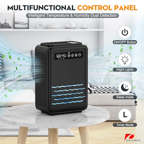 Aktualisierter Luftentfeuchter (Fernbedienung) für Schlafzimmer,2,8L Wassertank,75 m²,Leiser Kleiner Luftentfeuchter für Keller,Badezimmer zu Hause mit Automatischer Abschaltung,LED-Licht,Schwarz