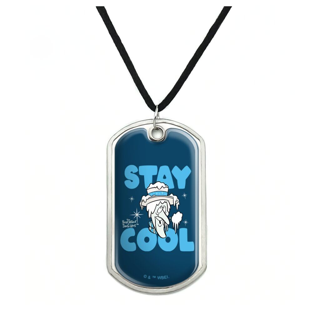 Year Without a Santa Claus Stay Cool Military Dog Tag Pendant Necklace with Cord