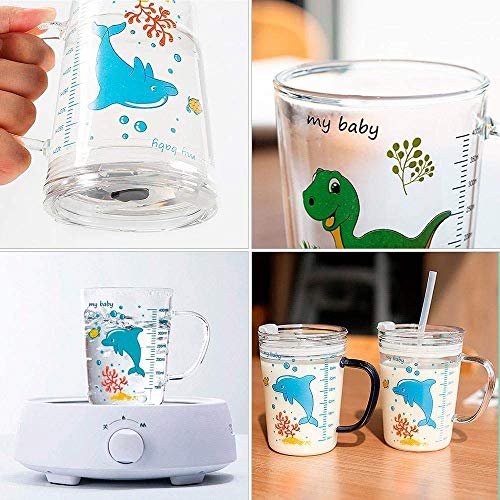 Image of Glass Tumbler with Lid Silicon Straw and Handle Coffee Tea Milk Mug for Home Office and Traveling Espresso Chocolate & Beverage, Mocha, Cappuccino, Shake, Juice Mug 400ML(Classic)