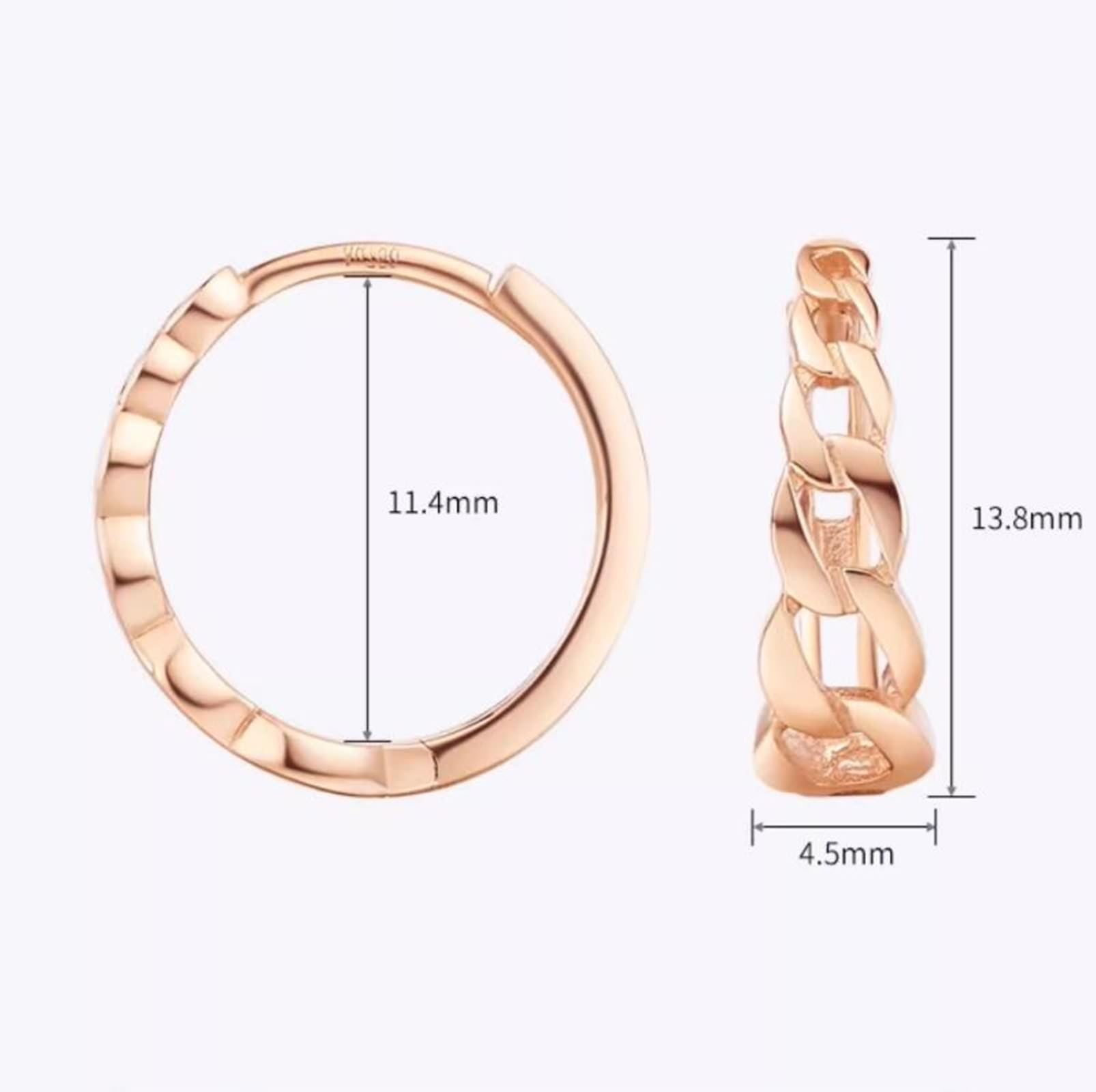 Epinki 9K/14K/18K czerwone złoto Creole Hoop prawdziwe złoto biżuteria, łańcuszek kolczyki damskie, kolczyki 18/14/9-karatowe złoto