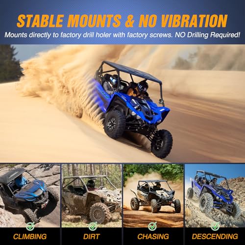 Image of Nilight Light Bar UTV A-Pillar Brackets for Yamaha YXZ 1000R 2016-2024 | for Yamaha YXZ 1000R 2016 2017 2018 2019 2020 2021 2022 2023 2024, Front Side LED Pods Hood Mounting