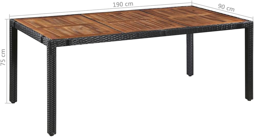 9 Piece Patio Dining Set,Patio Decor,Outdoor Table Chairs,Afternoon Tea Suit,Conversation Furniture,Suitable for Balcony, Deck, Backyard, Patio, Garden, Poly Rattan and Acacia Wood Black