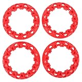  4 Stück ATV-Radnabenverkleidung, Kratzfest, Universeller Kunststoff, Go-Kart-Radverkleidung, Nabenschutz, Dekor, Felgenkappe für 7-Zoll-Reifen (Rot)