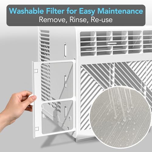 Comfort Zone Window Mounted Room Air Conditioner, 5,000 BTU, 7 Temperature Settings, 2 Fan Modes, Cool up to 150 Sq. Ft., Washable Filter, White