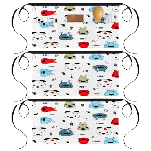 Tablier court de chef pour nettoyage bistrot bar lot de 3 pièces à poches