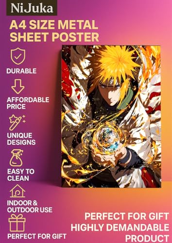 Image of NIJUKA Anime Printed A4 Size Metal sheet Poster For Home And Room Decoration | For Anime Art Fans Boys And Girls (Forth Hokage Rashegan)