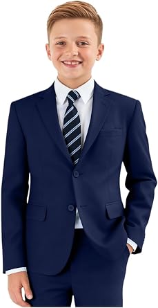 Boys Suit 5pcs Tuxedo Suit for Toddler Set Formal Slim Fit Jacket Pants Shirt Dress Ring Bearer Outfit for Kids with Tie