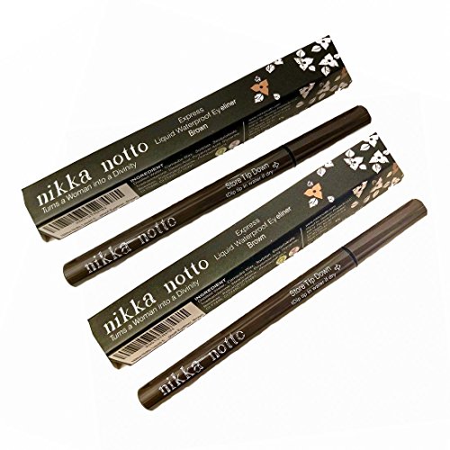 Nikka Notto Liquid Eyeliner Waterproof Brown (Bundle of 2), "Innocent Look" All Day