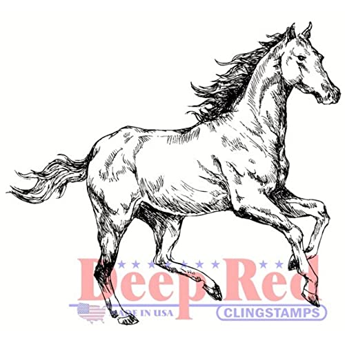 Tampon en caoutchouc Deep Red Stamps Spirited Cheval 2x2" étirable rouge