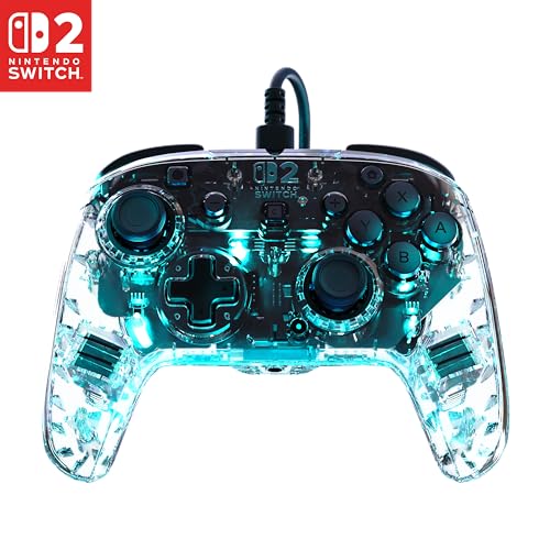Image of Turtle Beach Afterglow Wired RGB Gaming Controller, Nintendo Switch 2, Lite | Nintendo Switch OLED, Hall-Effect Thumbsticks, 2 Mappable Back Buttons, Adjustable LED Lighting, Audio Jack, Translucent