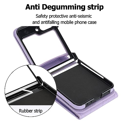 Étui Galaxy Z Flip 5 portefeuille violet cuir PU bague support antichoc - 4