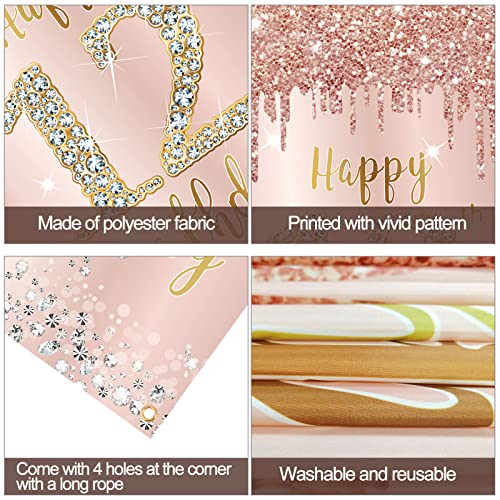 Image of 12th Birthday Door Banner Decorations for Girls, Pink Rose Gold Happy 12 Birthday Sign Door Cover Backdrop Party Supplies, Large 12 Year Old Birthday Poster Background Photo Booth Props Party Decor