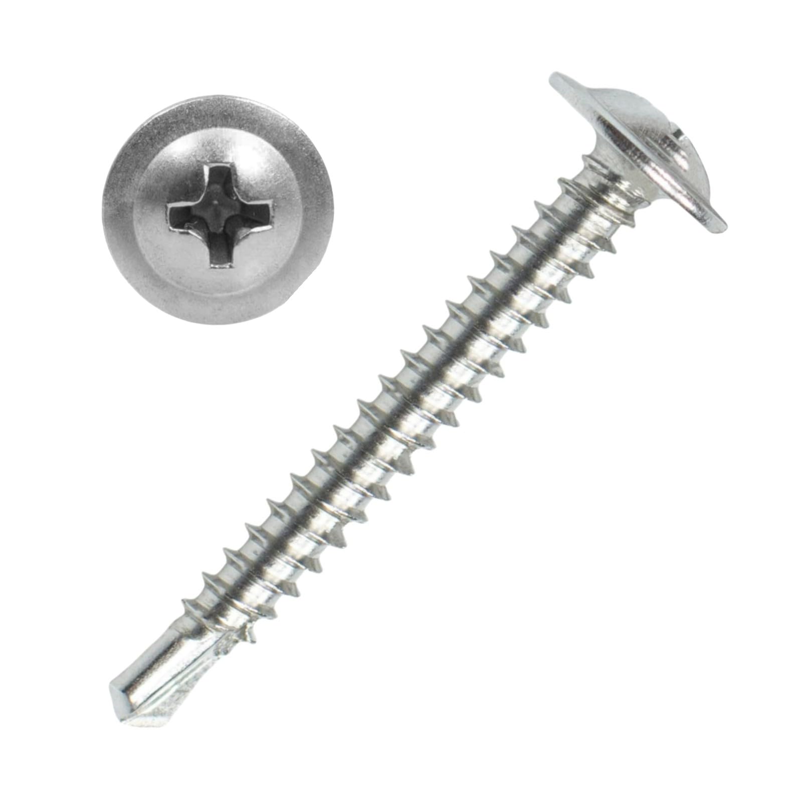 #8 x 1-1/4" Sheet Metal Screws，410 Stainless Steel Modified Truss Head Fast Self Tapping Screws, Phillips Drive Self Drilling Screws for Metal Plastic