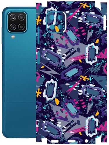 Image of AtOdds - Full Body Back Screen Guard Protector Film - Lamination Wrap Skin Sticker Compatible with Samsung Galaxy M12 | Scratchproof Matte Finish (Abstract)