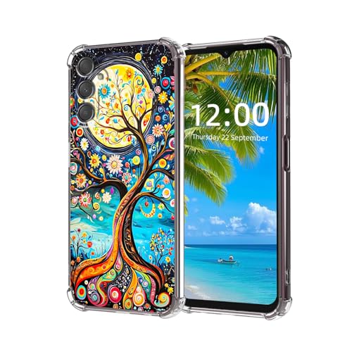 ETLKJVBL for Samsung Galaxy A16 5G Case, High-Definition Painted Back Cover with Soft Transparent TPU Bumper, Tree of Life with Flowers Shockproof Protective for A16 5G Phone Case