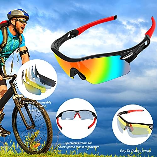 Occhiali da Sole Sportivi Polarizzati,CrazyFire Anti-UV 400 Protezione  Ciclismo Occhiali da Sole con 5 Lenti Intercambiabili,Uomo e Donna  Antivento Aviatore Specchio per MTB,Bici,Moto,Trekking Casual : Sport e  tempo libero