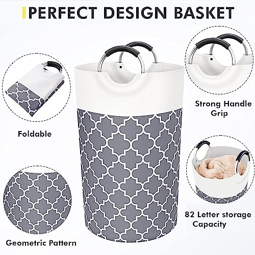 FAIRWAYUK Foldable Laundry Basket - 82L Large Collapsible Laundry Baskets with Strong Handle, Double Layer Strong Fabric Clothes Laundry Hamper Bin Bag, Grey (74x38cm) - Image 3