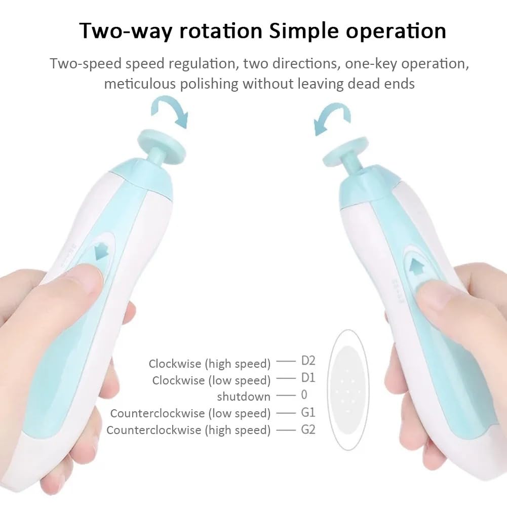Cortaúñas para bebé, cortaúñas eléctrico seguro, kit de lima de uñas para bebé, cabezales de repuesto adicionales, dedos de los pies y uñas de los niños recién nacidos, recortar y pulir (clásico,