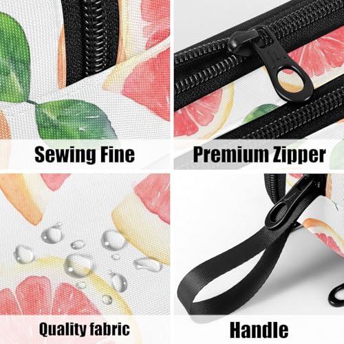Image of Fustylead Watercolor Pink Grapefruit and Leaves Big Capacity Pencil Pen Case Multi-Purpose Organizer for Office College School Hiking Travel