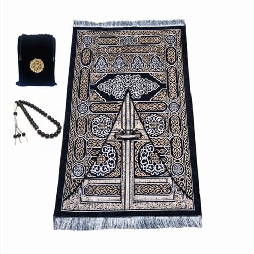 SHUKRAN-Prayer-Rug-Muslim-Prayer-Mat-with-Bag-Prayer-Beads-for-Kids-Men-Women-Soft-Thin-Prayer-Matt-Islam-for-Eid-Travel-Ramadan-Perfect-Islamic-Gifts-Chenille-Fabric