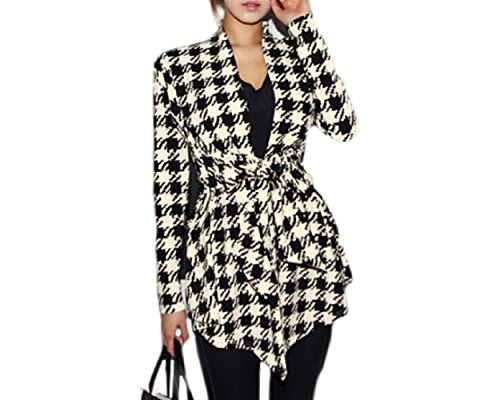 FangYi Women's Long Sleeve Houndstooth Pattern Knit Outwear Cardigans