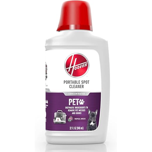Hoover Pet Portable Spot Cleaner Solution, 32 oz., Tropical Breeze Scent, Upholstery and Carpet Shampoo Solution, Eliminates Pet Messes and Odors, Designed for Hoover CleanSlate Spot Cleaner