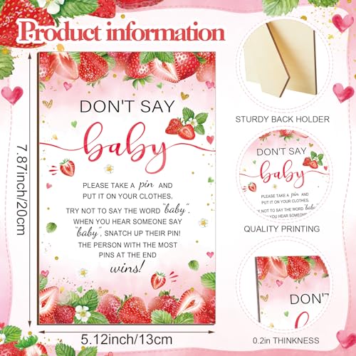 Image of Patelai 321 Pcs Strawberry Baby Shower Decorations, 5 Set Cards Pencils Clothespins