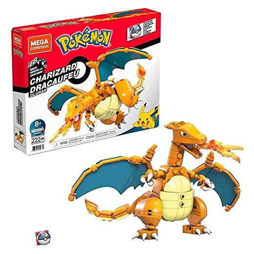Mattel Pokémon - Jeu de Construction Mega Construx Wonder Builders Dracaufeu 10 cm