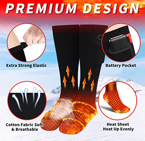 Heated Socks for Men Women, 4000mAh Rechargeable Heated Socks with 3 Heat Settings, Electric Heated Socks Foot Warmer Socks for Camping, Skiing, Hiking, Hunting, Winter Outdoor Sports,Black,Large - Image 5