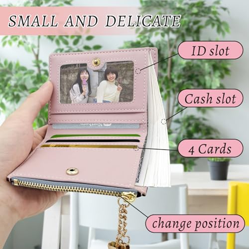 Women's Wallets, PU Leather Credit Card Holder Portable Slim Wallet for Women, Large Capacity Credit Card Wallet with Pendant for ID Cards, Credit Cards, Cashes, Coin (gray)3