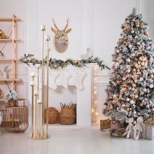 Fullvaseer Gold 9 Arm Pillar Candle Holder,Metal 9 Arm Candelabra for Christmas Wedding Home Halloween Party Decoration(46.3inch) - Cosy Home Interiors Fullvaseer Gold 9 Arm Pillar Candle Holder,Metal 9 Arm Candelabra for Christmas Wedding Home Halloween Party Decoration(46.3inch) - Image 8