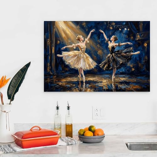 Póster de bailarinas de ballet con efecto óleo texturizado para un dormitorio elegante 4