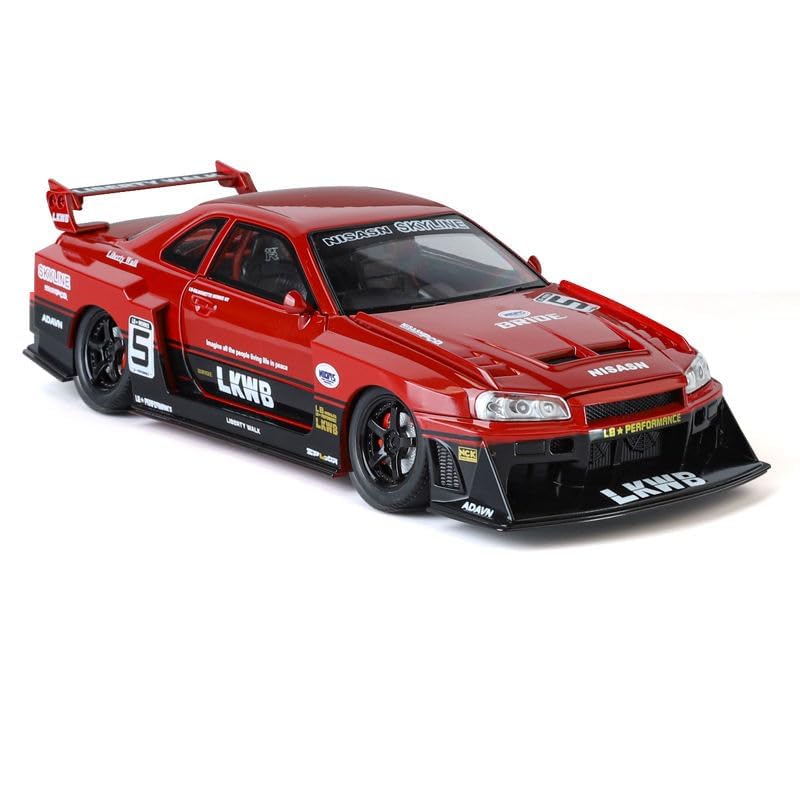 Image of 1:24 Nissan GTR Skyline S15 Diecast Metal Pull Back Car with 4 Openable Doors with Sound and Light Toy Decoration car Best Gift Toys for Kids 【Colors as Per Stock】