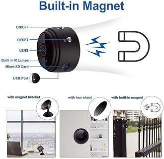 Mr Fix? Mini Wireless WiFi Security Camera | HD 1080p Indoor Video Recorder with Low Light Vision | Portable & Magnetic | Home, Office, and Baby Monitor, with 32GB SD Card