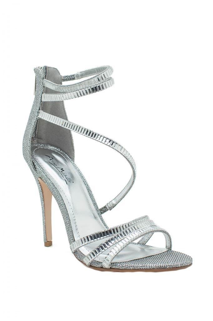 Anne Michelle Rapture-90 Womens High Heel Rhinestone Event Sandals Silver
