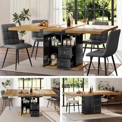 Table à manger extensible 110 140 x 80 cm avec rangement et tiroir