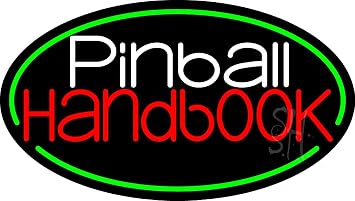 Pinball Handbook 3 LED Neon Sign 20 x 37 - inches, Black Square Cut Acrylic Backing, with Dimmer - Bright and Premium built indoor LED Neon Sign for wall decor, arcarde, and storefront.