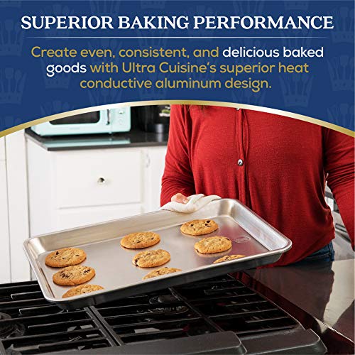 Ultra Cuisine Baking Sheet Set - Baking Pan Set - Cookie Sheet for Baking - Professional Cookie Sheets - Rimmed Baking Sheets for Oven - Jelly Roll Pan - Oven Tray Sheet Pan (Aluminum 18x13 - 2 Pack)