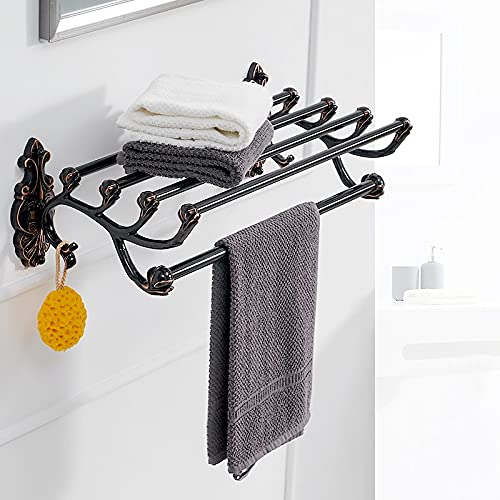 Racks de serviettes étagère murale et support de linge de douche noir