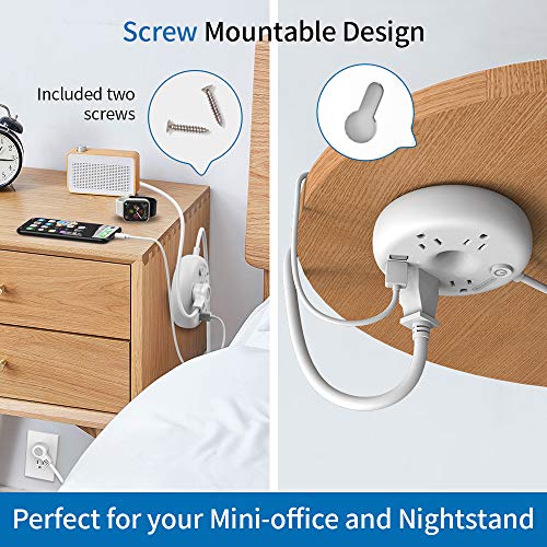 10 Ft Extension Cord, Ntonpower 4 Outlets 2 Usb Nightstand Charging Station, Compact Wall Mountable, Circuit Breaker For Home, Office, Dorm Essentials, White #TOP5