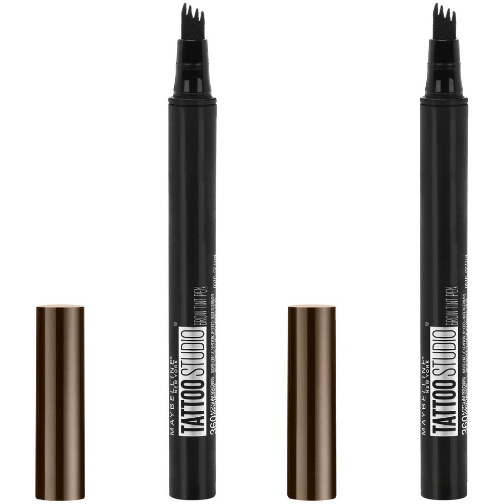 Maybelline New York TattooStudio Brow Tint Pen Makeup,Deep Brown, 2 Count