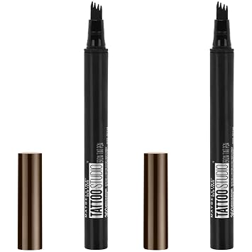 Maybelline New York TattooStudio Brow Tint Pen Makeup,Deep Brown, 2 Count