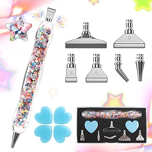WELYEA Diamond Painting Pen - Sequin Diamond Art Resin Pen Stainless Steel Metal Pen Tips 5D Diamond Painting Accessories Tools DIY Art Craft for Adults Kids Beginner