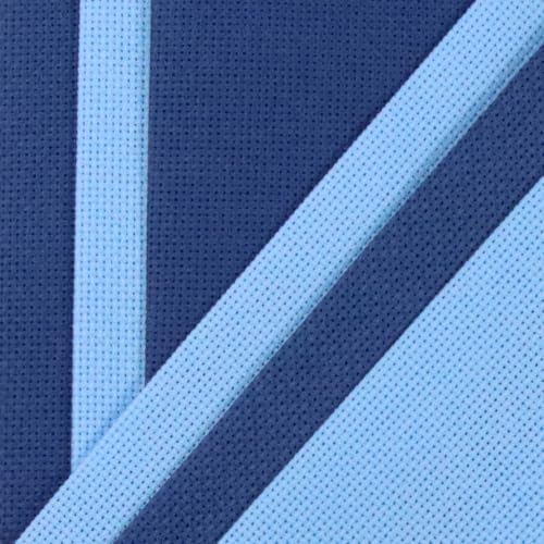 Image of KCS 4 /6 pc of 12 inch x 18 inch(30cmx45cm) 18 Count Cotton Aida Cloth Cross Stitch Fabric (6 pc, Light Blue+Jeans Blue)