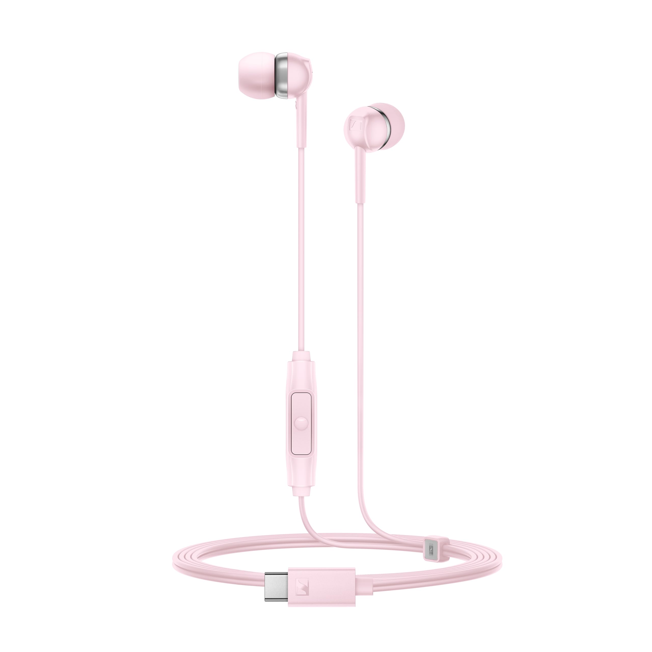 Sennheiser CX 80U Wired in-Ear Earphones with in-Line Microphone, One Button Smart Control, Lightweight Design, USB Type-C, 3 Ear Tip Sizes, 1Y Warranty, Voice Control, Sakura-image-3