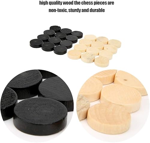 Miniatura 7 de Juego de damas, 0.75 pulgadas de diámetro con tablero de ajedrez, juego de damas, 24 piezas internacionales para todas las edades, niños y adultos,